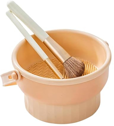 Cuenco de limpieza de brochas de maquillaje | Alfombrilla de lavado de brochas de maquillaje de silicona, cesta de secado de brochas de maquillaje para brochas de maquillaje y esponjas