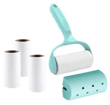 Benixmidart Lint Roller, 200 Sheets / 3 Refills Pet Hair Remover with Plastic Cover, Lint Remover Dog Hair Remover For Couch, Car, Clothes (Blue)