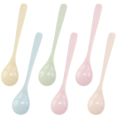 6 stycken plastskedar, långa färgglada melamin, plastsked syltsked, okrossbara färgglada soppskedar, dessert kaffesked