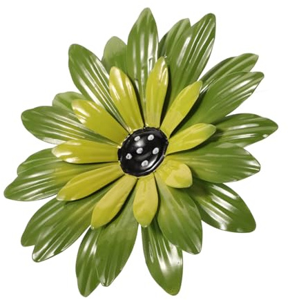 Happyyami Adorno de Pared de Hierro Verde Flores Metálicas, Resistente Acabado Delicado, Adecuado para Sala de Estar y Terraza Estilo Vintage