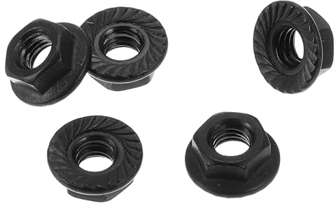 HOPESPANNER 5 Pz Dadi Flangia M6 per Auto in Acciaio al Carbonio Dado Esagonale Piatto con Blocco Antiscivolo Flangia Nera per Auto e Moto