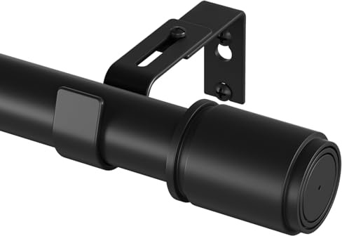 Black Curtain Pole 79-240cm,Extendable Curtain Poles for Eyelet Curtains,25 mm Adjustable Multi-Piece Assembly Metal Curtain Rod- Includes Brackets & Fittings Set