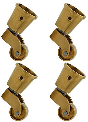Möbelrollen, Lenkrollen, 4 Vintage-Messing-Antik-1,5-Zoll-Hochleistungs-Kupfer-Lenkrollen, Möbelfußbecher, universell drehbar, ohne Bremse, polierte Oberfläche for Esstisch, Sofa, Kleiderschrank, Trol