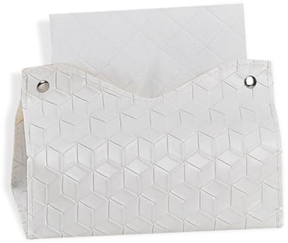 KASESSS Taschentuchbox, PU Leder Kosmetiktücher Box, 19×14×12cm Tissue Box, Taschentuchspender, Tücherbox, Kosmetiktuchbox für Badezimmer Schlafzimmer Esszimmer Büro Autound und Mehr (Weiß)