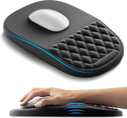 AUEDROT Ergonomisches Mauspad mit Gelkissen 2-in-1 Mousepad mit Handauflage, Memory-Schaum Mouse Pad mit Massage-Noppen & Rutschfester PU-Basis, Geeignet für Büro und Gaming, Als Geschenk, Schwarz