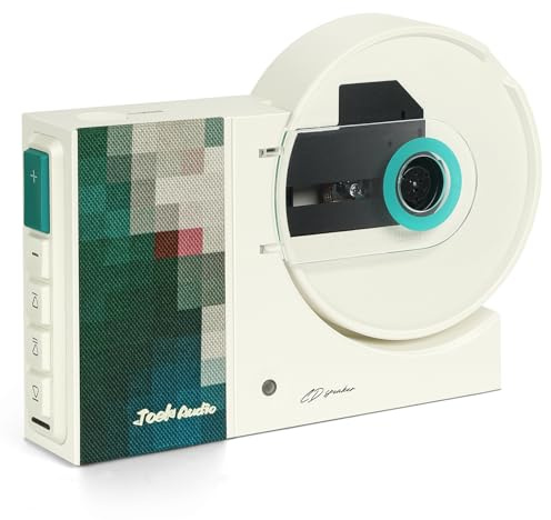 Camaisa Wandmontierbarer Retro-CD-Payer-Musik-Player, USB, Bluetooth-kompatibel, AUX-Eingang, Heim-Audio-Lautsprecher, 4000 mAh, mit Fernbedienung, für Heimdekoration (grün)