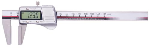 Digitaler Messschieber mit großen Messflächen – Elektronische Schieblehre aus Edelstahl, 0–150 mm, LCD-Anzeige, mm/Zoll, Präzisions-Messwerkzeug für Außenmessungen (150 mm)