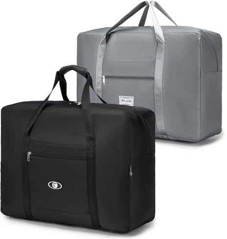 BAGZY 2X Bolsa de Viaje 55x40x20 Plegable Bolsa de Hombro de Gimnasio Bolso Deportiva Mano Maleta de Viaje Weekend Cabina de Equipaje Bolso Holdall Bolsas Fines de Semana Equipaje (45L)