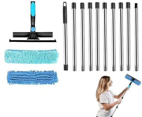 Plumero De Mango Largo Con Tubo Alargador - Kit De Herramientas De Limpieza Con Cepillo, Suministros Reutilizables para Esquinas De Pared Telarañas Ventana De Casa | Plumero Extensible |
