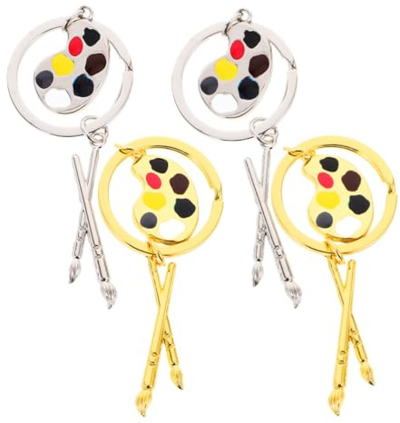 HORIALENCE 4pcs Artist Paint Keychain Paintbrush Charm Pendant for Art Students Convenient Backpack Decoration for Painters and Art Enthusiasts