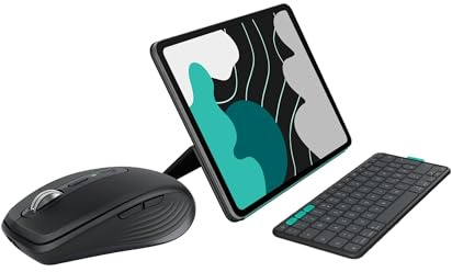 Logitech MX Anywhere 3S Ratón Inalámbrico Compacto + Flip Folio, Funda con Teclado para iPad Pro (M4) y iPad Air de 13 Pulgadas (M2 y M3) (2024, 2025), QWERTY Español - Grafito