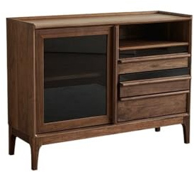 NEBE Buffet Salle a Manger Meuble de Rangement en Bois Massif de Noyer 120 x 40 x 90 cm for Cuisine, Salon, Restaurant Moderne, entrée Meuble Cuisine