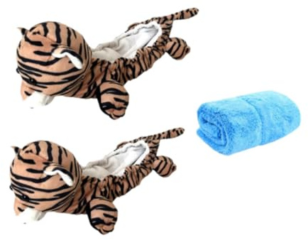 Schlittschuh-Kufenschoner aus Plüsch für Hockey-Eiskunstlauf, 35 cm, Cartoon-Tier-Design, Kufenschutz - Tiger