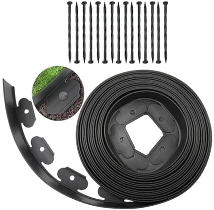 Borde Jardín Cinta de Borde Flexible plástico 5 m for paisajismo, jardinería y Bordes parterres, Ideal for Caminos jardín(Black)