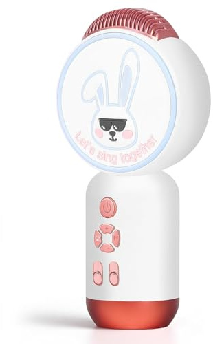 Micrófono Karaoke Bluetooth con Luces LED – Inalámbrico, Portátil, Modificador de Voz, para Niños, Cumpleaños, Fiestas y Regalos (Blanco)