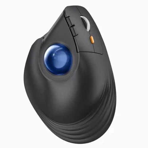 GRwzuPUEG Kabellose Trackball-Maus, wiederaufladbar, ergonomische vertikale Rollerball-Maus, kompatibel mit Computer(Blue)