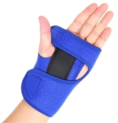 DSFIHJO Handledsbandage karpaltunnelhandledsstöd med metallskena för kvinnor och män, justerbar handledsstödstabilisator (blå-vänster)