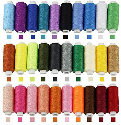 BUZIFU Nähgarn Set 30 Farben Polyester Nähmaschinengarn 250 Yard/Rollen Sewing Thread Nähset Mix-Farben Garnrollen Nähgarn-Sortiment-Set für die Nähmaschine/Quilting Stitching/Hand Sewing