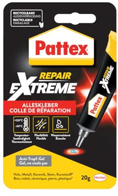 Pattex Repair Extreme, nicht-schrumpfender und flexibler Alleskleber, temperaturbeständiger Reparaturkleber, starker Kleber für innen und außen, 6er Pack (6x20g)