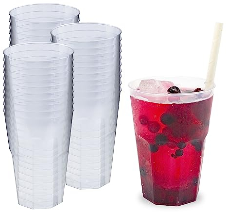 Silverkitchen 30x Cocktail Becher 0,3 L transparent aus PP 6-eckig Made In Germany Hartplastik Trinkbecher bruchsichere Cocktailbecher mehrweg (Single)