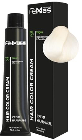 FemMas Tinte para el cabello 1000 I Crema profesional tinte para el cabello con aceite de argán, queratina y ceramidas, como coloración permanente o tinte para obtener resultados de color brillantes y