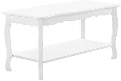 [en.casa] Couchtisch Weiß Lackiert im Shabby Chic Stil 88x40x42cm Beistelltisch Wohnzimmertisch Sofatisch Tisch