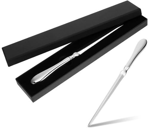 Letter Opener with Stainless Steel Handle, 9 inch Long Alloy Envelope Box Opener - Silver Letter Opening Knife with Gift Box for Split File Mail Envelopes Stationery for School Office Home Use