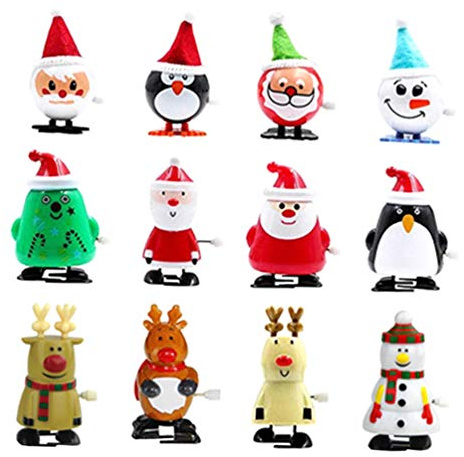 TOYANDONA 12 Stück Weihnachten Aufziehspielzeug Verschiedene Uhrwerk Spielzeug für Weihnachtsfeier Begünstigt Goody Bag Füller