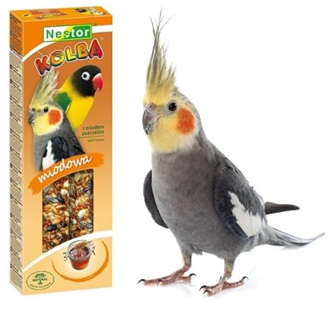 2x Large Parakeets or Parrot HONEY Sticks Parrots Canaries Conures Treats 115g Cockatoo Seed Bird Food Budgie Cockatiel Finches Snacks with Hooks