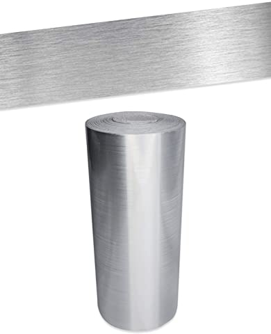 VisitRyl Frise de papier peint en argent brossé - Décoration murale amovible - Autocollant mural imperméable en PVC - 5 cm x 500 cm