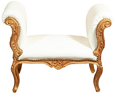 Biscottini Panchetta stile barocco 94x49x70 cm | Poltrona barocca in legno di faggio | Panchetto barocco casa | Sgabello barocco imbottito