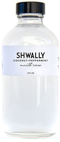 Shwally Peppermint Coconut Mouth Rinse - A True Natural Rinse for Whiter Teeth, Fresher Breath & Happier Gums, Alcohol & Fluoride-Free, 8 Oz, Concentrated