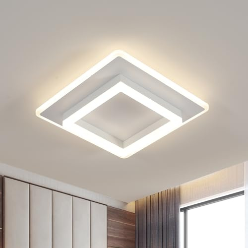 SENQIU Plafon Led Techo, 30W 3375LM Lamparas de Techo Modernas Cuadrada, Luz de Techo Acrílico Moderno Blanca para Dormitorio Cocina Sala de Estar, 4500K Luz Neutra, 30CM