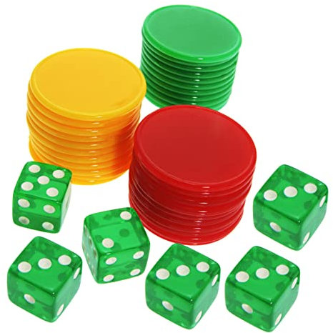 KOMBIUDA 1set Chips Divertenti e Dadi Gioco Di Dadi Portatile Per Feste e Attività Ricreative Accessorio Per Giochi Interessanti e Divertenti