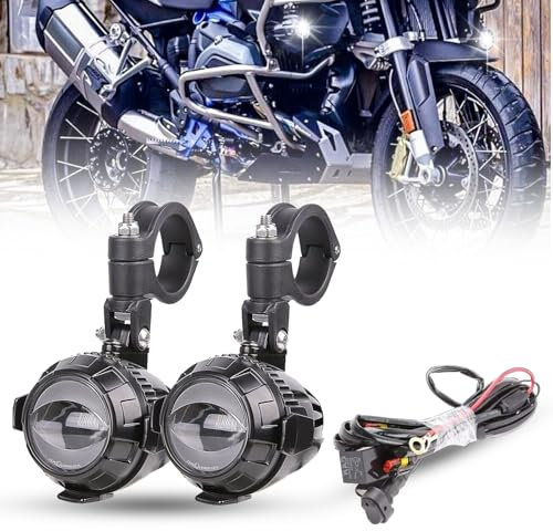 bamotoop Zusatzscheinwerfer Motorrad LED Scheinwerfer 6000LM 6000K Nebelscheinwerfer Motorrad LED mit E-Prüfzeichen für BMW F800,Universal-Hilfslampe für motorrad