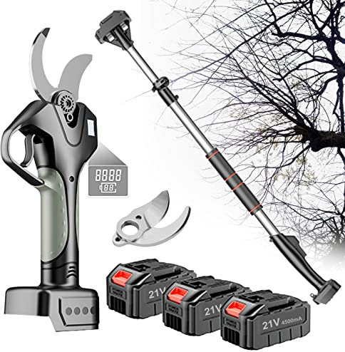 Cesoie elettriche a batteria professionale, Forbici elettriche da Giardino da 45mm Forbici Potatura a Batteria,Cesoie da potatura per giardinaggio,cesoie elettriche senza fili per giardinaggio(3 Batte