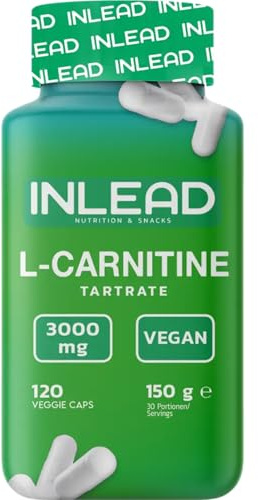 INLEAD - L-Carnitine Caps | Nahrungsergänzungsmittel mit L-Carnitin Tartrat | 3000 mg pro Tagesportion | Praktische Kapselform für Alltag & Training - 120 Kapseln
