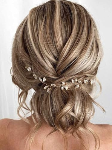 Evlry Hochzeit Kristall Haar Rebe Silber Strass Braut Haarranken Blatt Kopfschmuck Braut Haarschmuck für Frauen (Silber)
