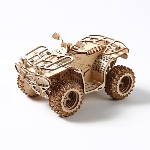 Cuteefun Bilmodeller i trä att bygga, 3D-pussel av trä, njut av byggnadsglädjen, perfekt present till födelsedag, jul, fars dag (strandbil)