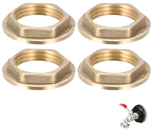 4PCS G1/2 Écrou Blocage avec Bride, Hexagonal Laiton Femelle Écrou Blocage Contre-écrou à Plateau en Laiton Brut Femelle Tuyau de Plomberie à Contre-écrous pour Robinets de Lavabo Salle de Bain