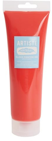 Artiste Water-Soluble Block Printing Ink, Red 300ml, for Block Printing, Lino Printing, Linoleum, Screen Printing, for Artists Kit, Printmaking Art Paint Ink Supplies, Water-Based
