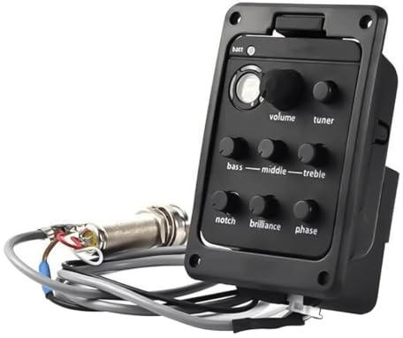 Alide Preamplificatore per chitarra a 3 bande, equalizzatore, pickup piezoelettrico per chitarra acustica, preamplificatore a una scheda, equalizzatore, volume, bassi, medi, alti