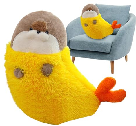 Oreiller en Peluche de Phoque - Collection Mignonne à Câliner - Oreiller en Peluche de Phoque Crevette Frite - pour Collectionneurs Garçons Filles Chambre Salle de Jeux Canapé Maison Anniversaire