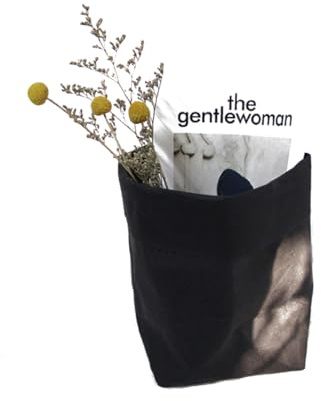 TOBBOMEY Pochette de Rangement Lavable Papier Kraft Noir Résistant à Eau Déchirure Cache-Pot Décoratif Multifonction pour Jouets Bureau et Salle de Bain