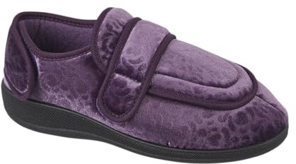 footloose.shoes Ladies Womens Wide Fit Diabetic Orthopedic Multi Fit Washable Bedroom Slippers Size UK 3-8 (Plum 1, 7, UK Footwear Size System, Adult, Women, Numeric, Wide, 7)