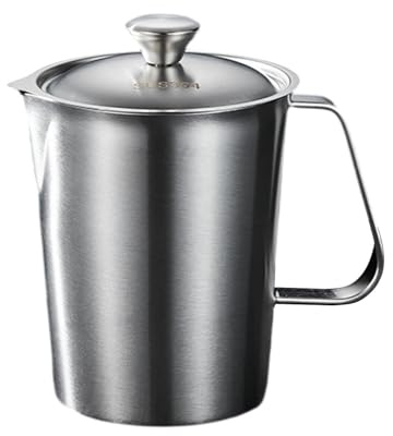Yajuyi Vaso Medidor de Acero Inoxidable con Tapa y Asa Grabado Preciso para Preparar Bebidas Adecuado para Cocina Repostería Restaurante, 1500ml