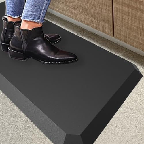 Kitchen Mats for Floor, 0.8 inch Thick, 17x30 Anti Fatigue Cushioned Mat, Kitchen Rugs, Waterproof, Comfort Ergonomic Standing Mat for Office, Home, Sink, Black