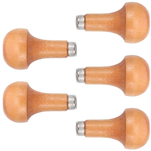 FIXOSHEE Lot de 5 Manches de Burin en Bois Massif Forme Champignon Ergonomique Poignée Ronde pour Outils de Sculpture et Travail du Bois Accessoire de Rechange pour Limes Tournevis et