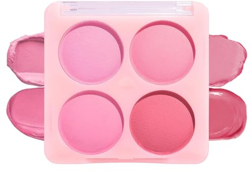Radiella 4 Farben Matte Blush Palette Rosa, Pink Powder Blush für Frauen, Langanhaltendes Rouge Puder, Natürliches Finish Gesichtskosmetik Wangenrouge, 7g Gewicht