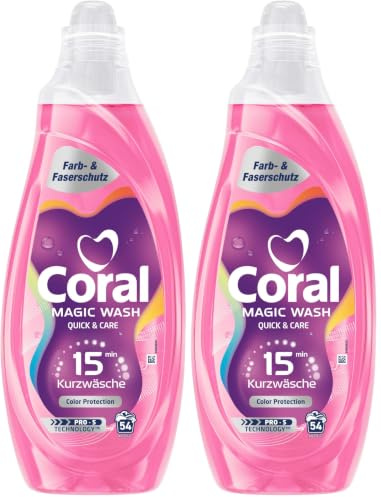Coral Magic Wash Quick & Care Color Protection Lessive liquide pour 15 minutes Lavage court avec technologie PRO-S 54 WL (Lot de 2)